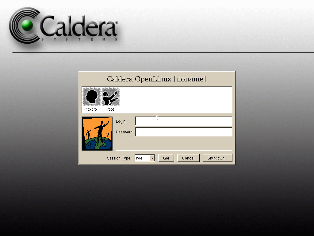 Caldera login screen