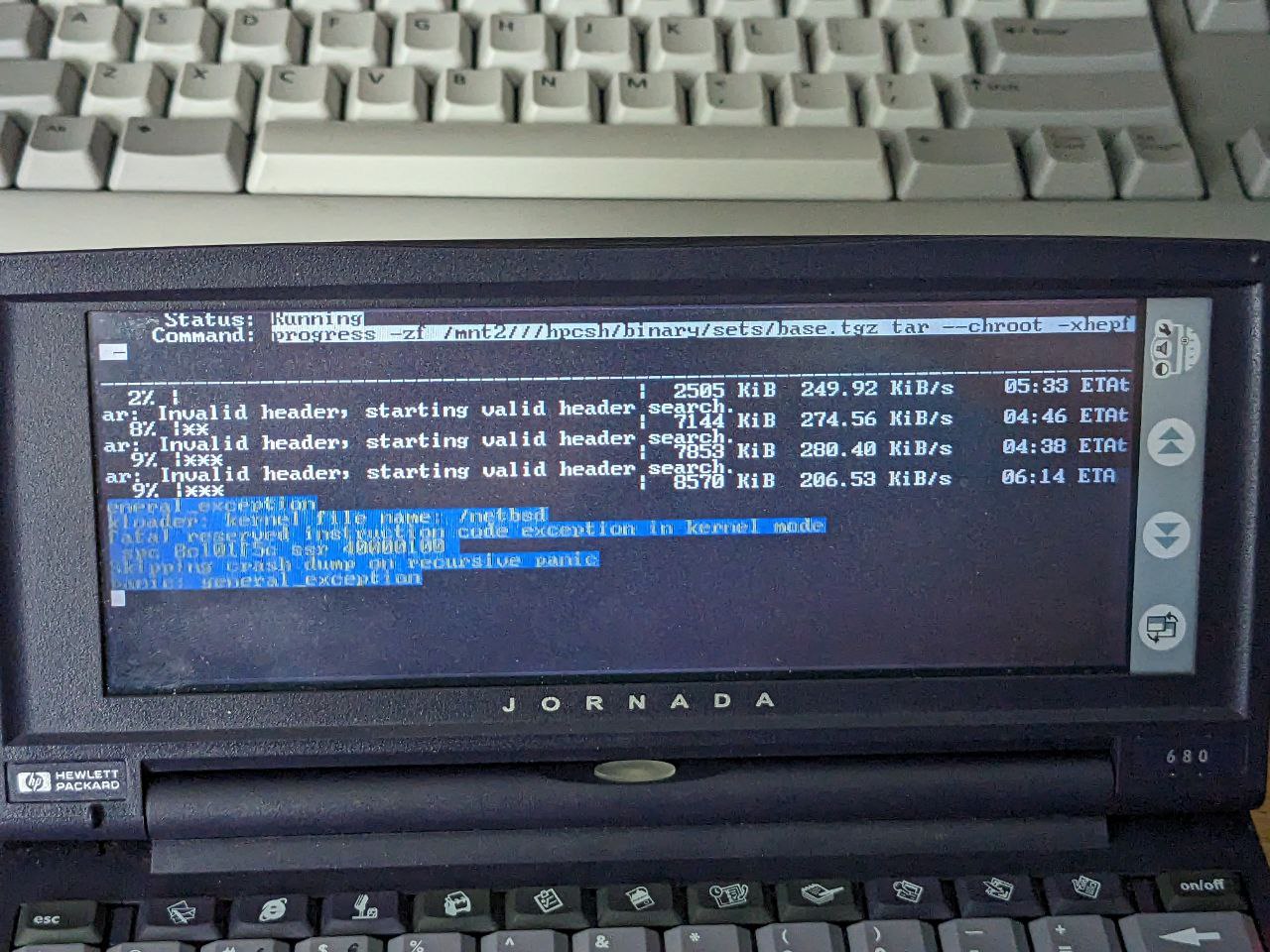 Kernel panic'd extraction