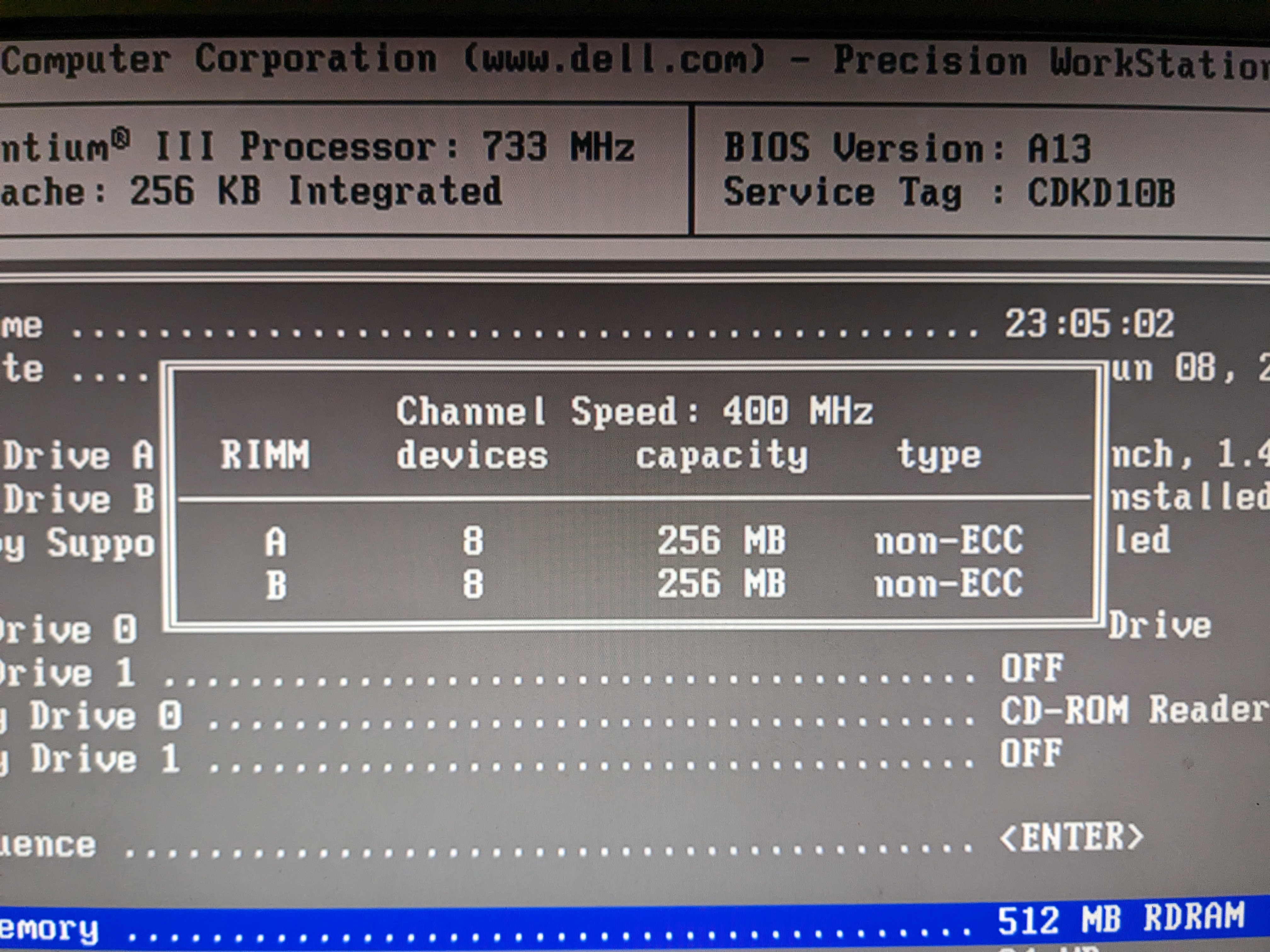 BIOS screen showing RAM specs