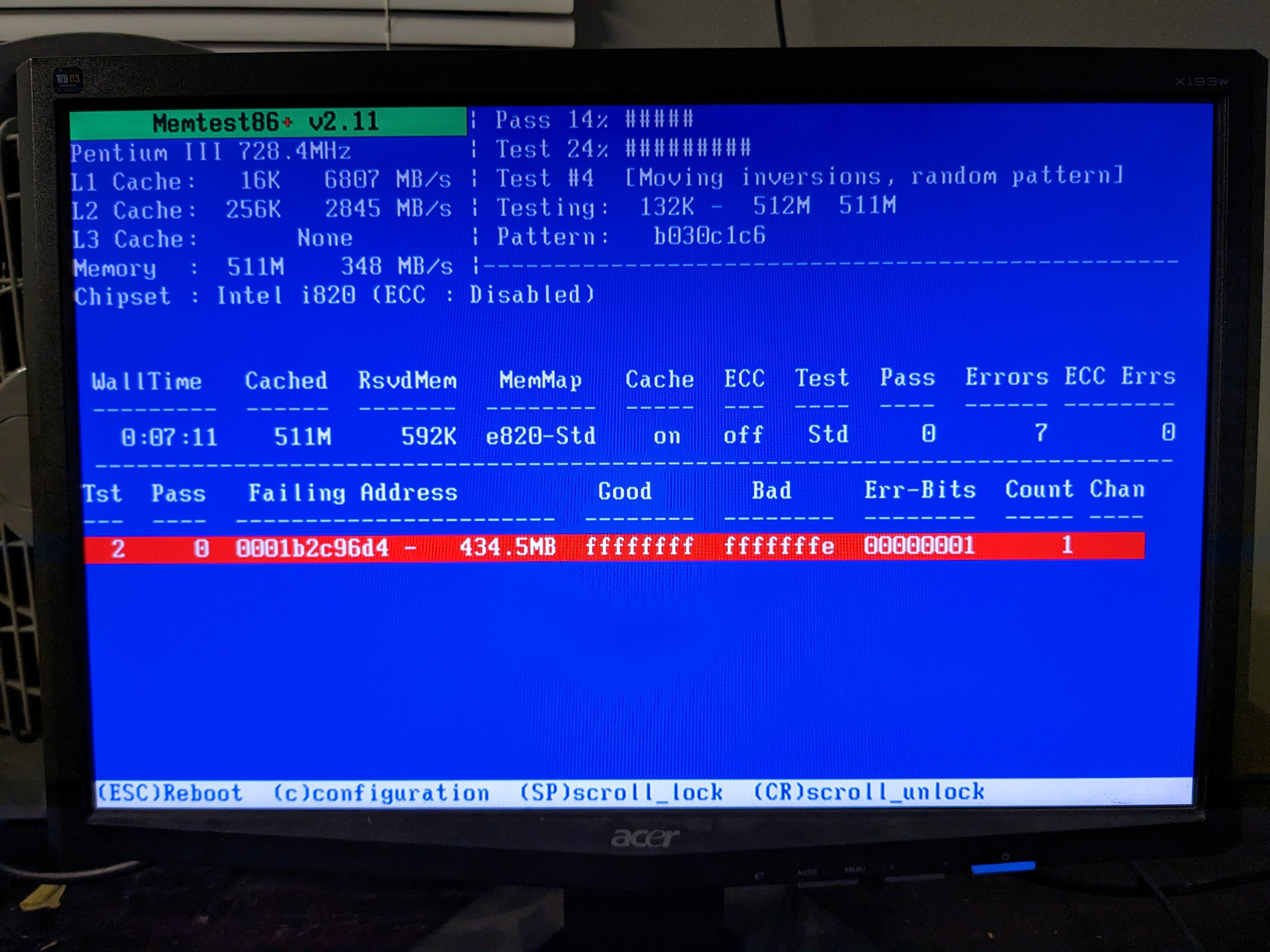 Failed Memtest